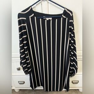 Loft Striped Balloon Sleeve Dress XS